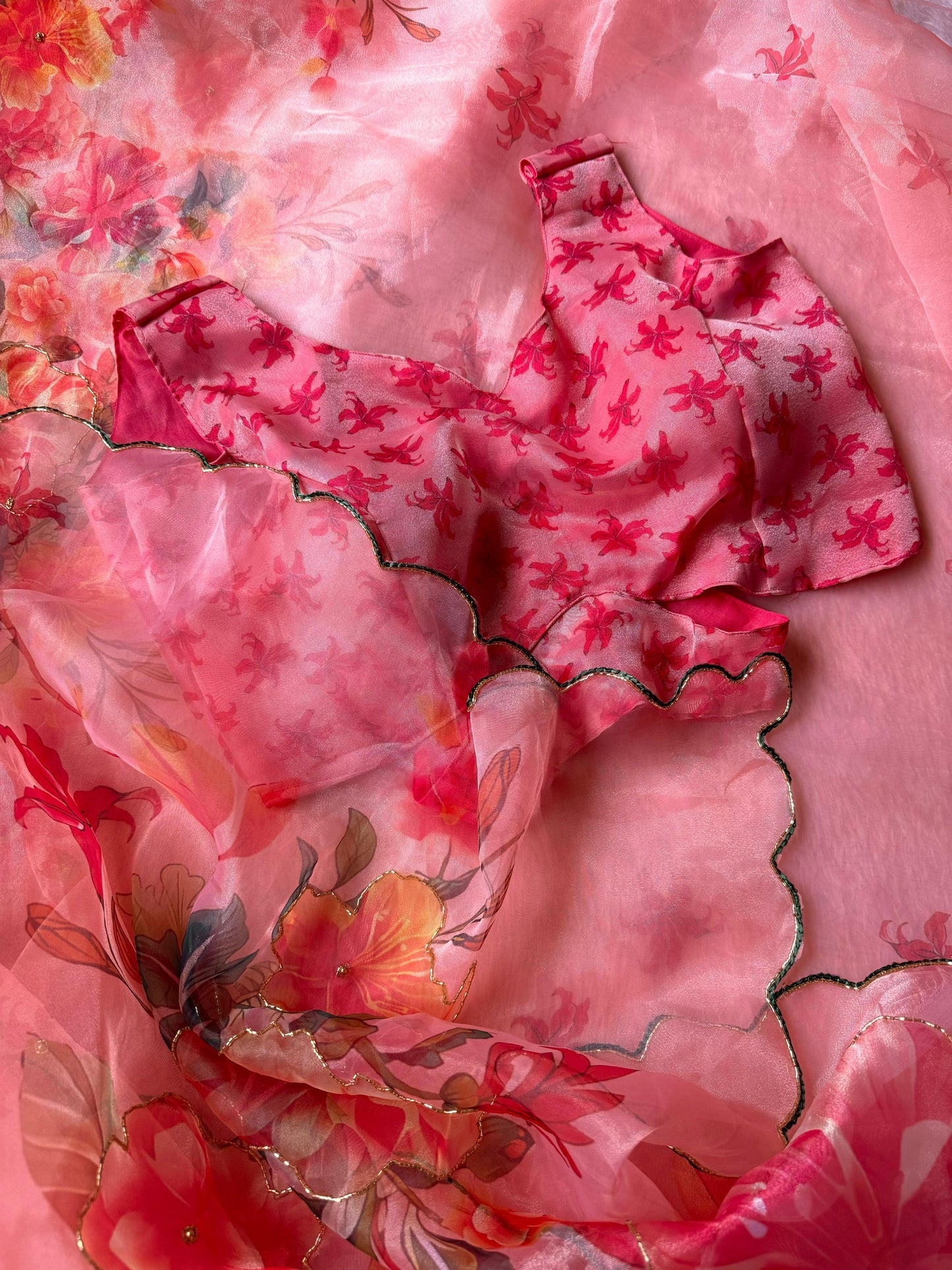 Elegant Floral Organza Saree