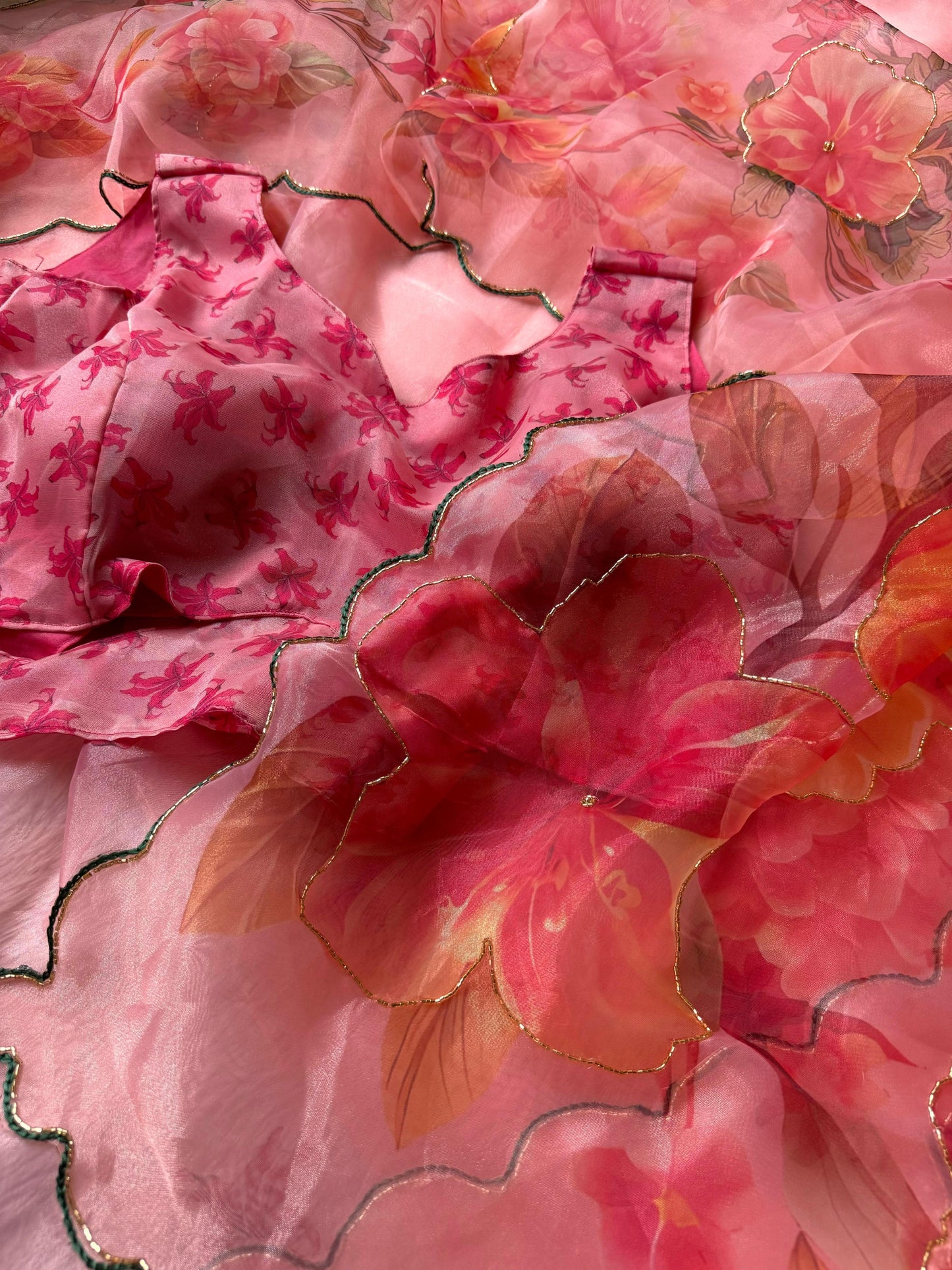 Elegant Floral Organza Saree