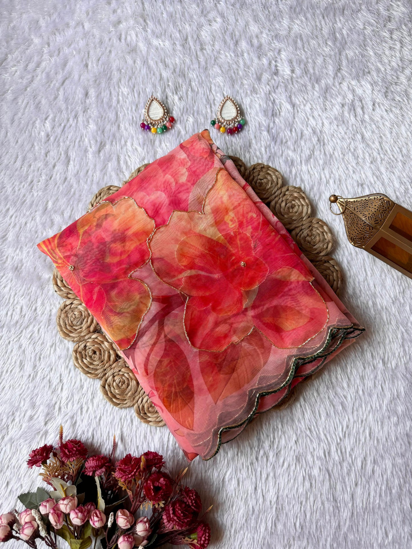 Elegant Floral Organza Saree