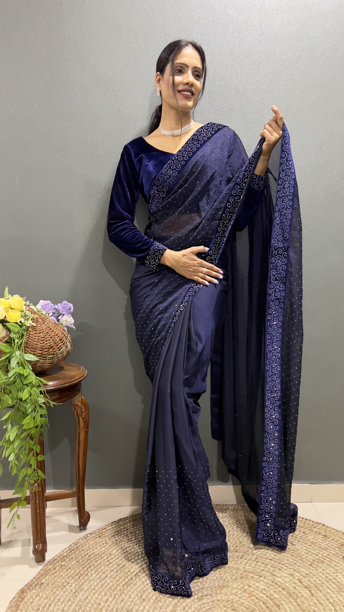 Effortless Glamour in Minutes: The Ready-to-Wear Swarovski Saree