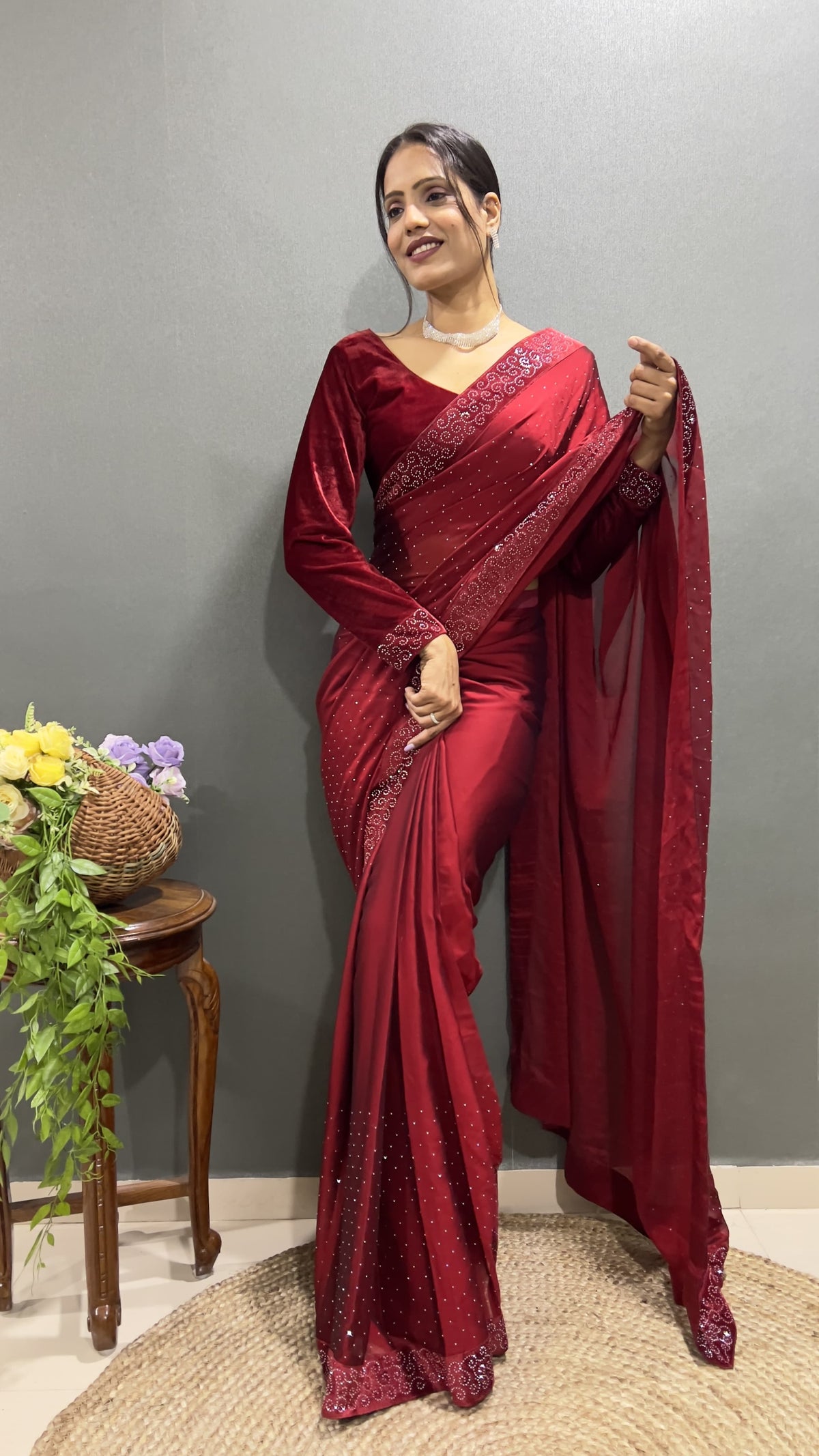 Effortless Glamour in Minutes: The Ready-to-Wear Swarovski Saree