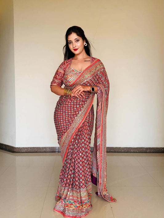 The "Main Character Energy" Vibe Mirror Work Saree