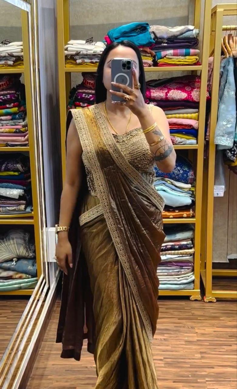Ready To Wear Saree with Embroidery Blouse