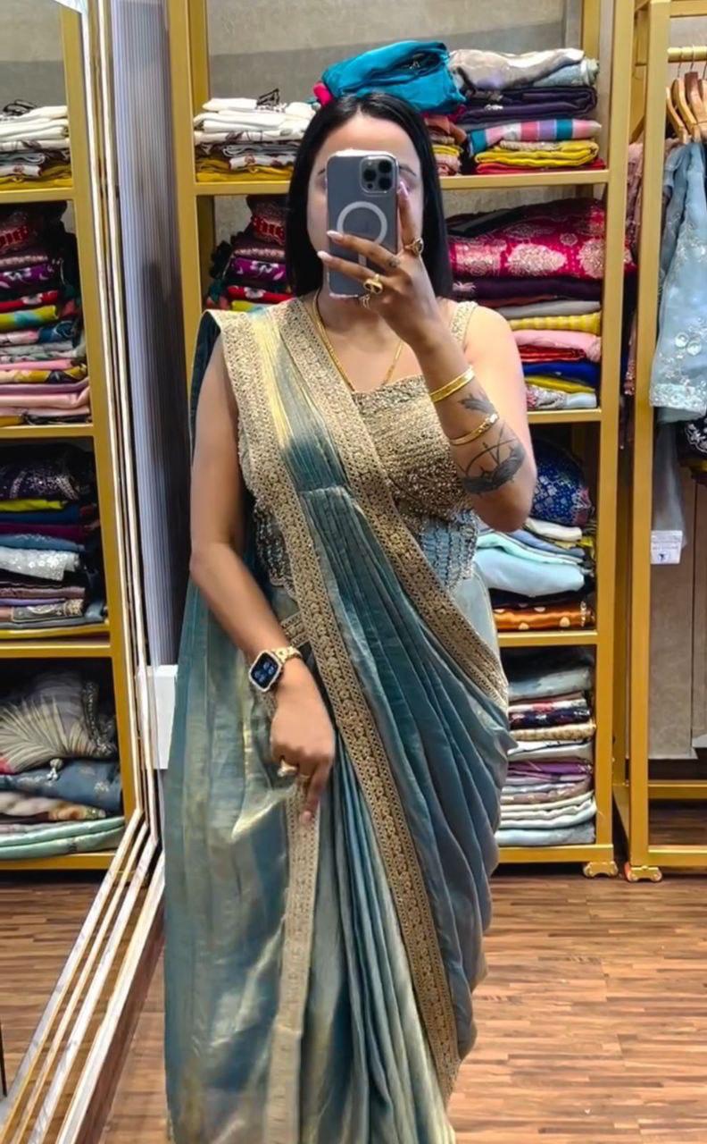 Ready To Wear Saree with Embroidery Blouse