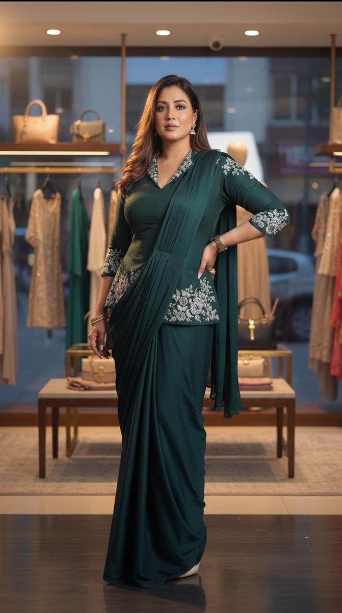 SUPER HIT DESIGNER DRAPE SAREE WITH JACKET BLOUSE