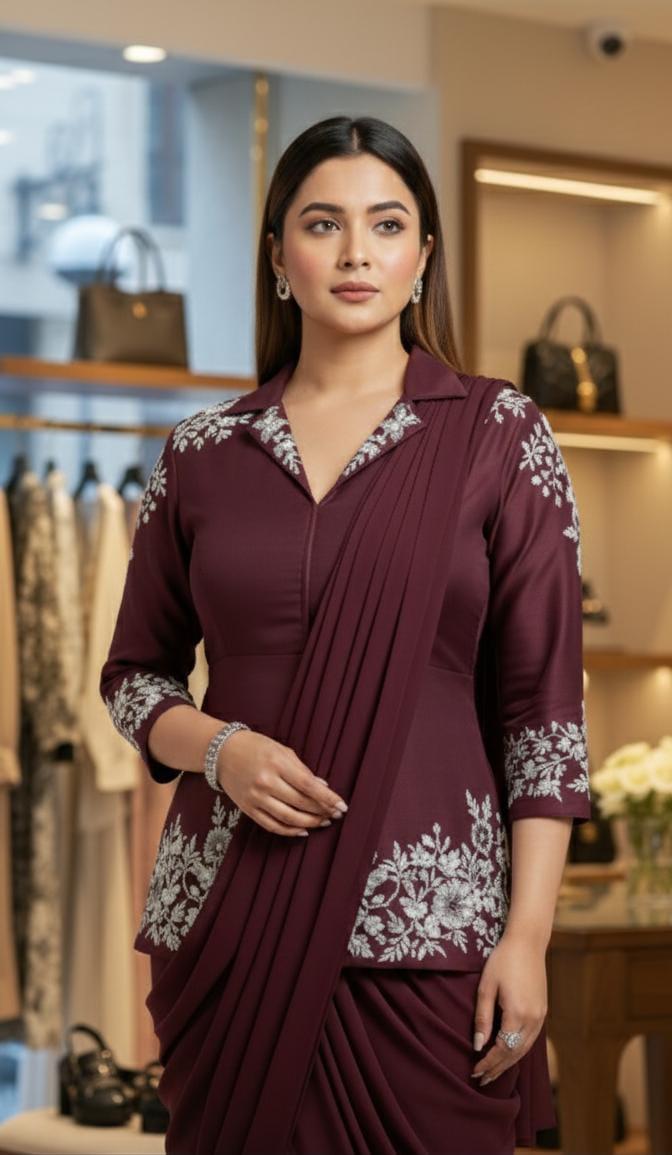 SUPER HIT DESIGNER DRAPE SAREE WITH JACKET BLOUSE