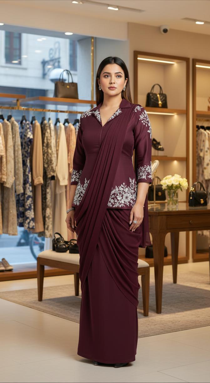 SUPER HIT DESIGNER DRAPE SAREE WITH JACKET BLOUSE