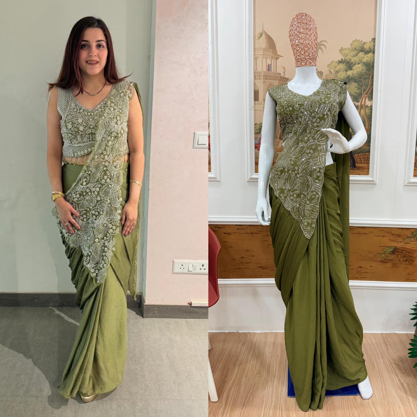 PRE DRAPED READY TO WEAR CLASSIC COLOR SAREE