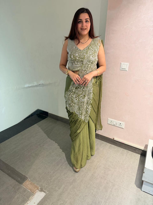 PRE DRAPED READY TO WEAR CLASSIC COLOR SAREE