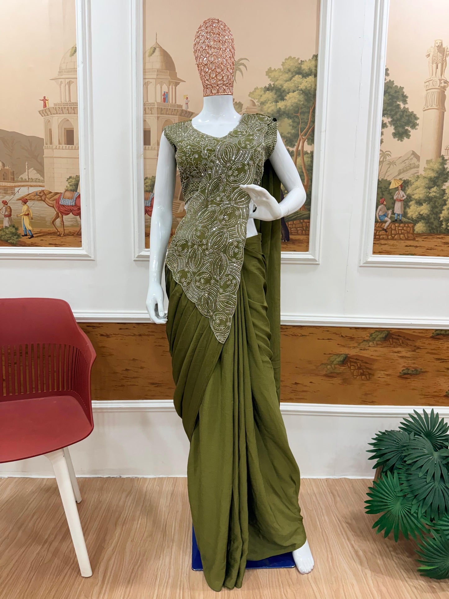 PRE DRAPED READY TO WEAR CLASSIC COLOR SAREE