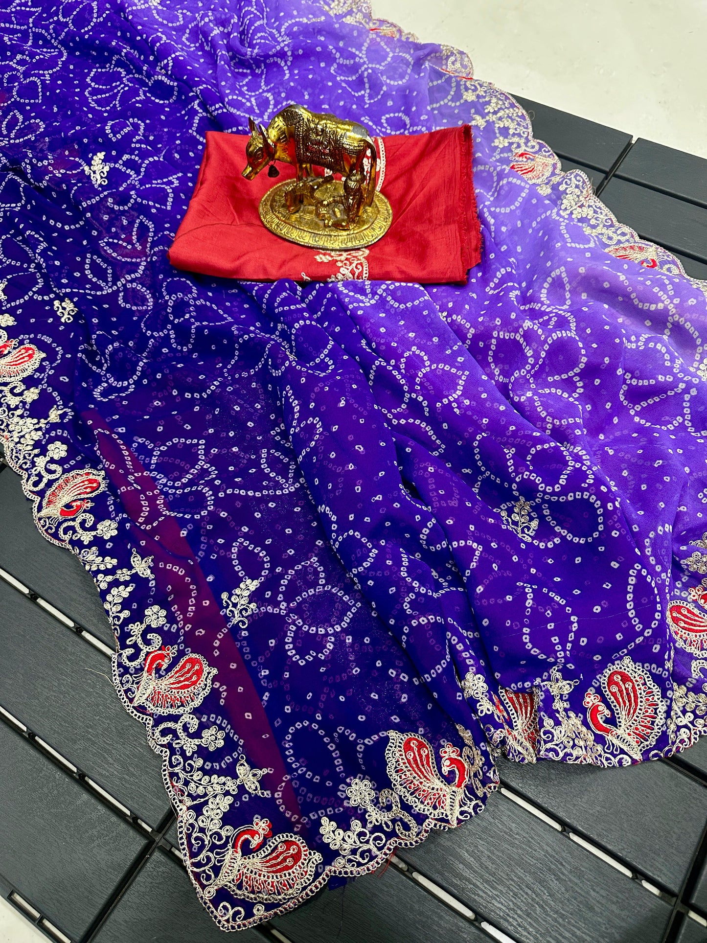 Traditional Jodhpuri Bandhani Pure Georgette Saree
