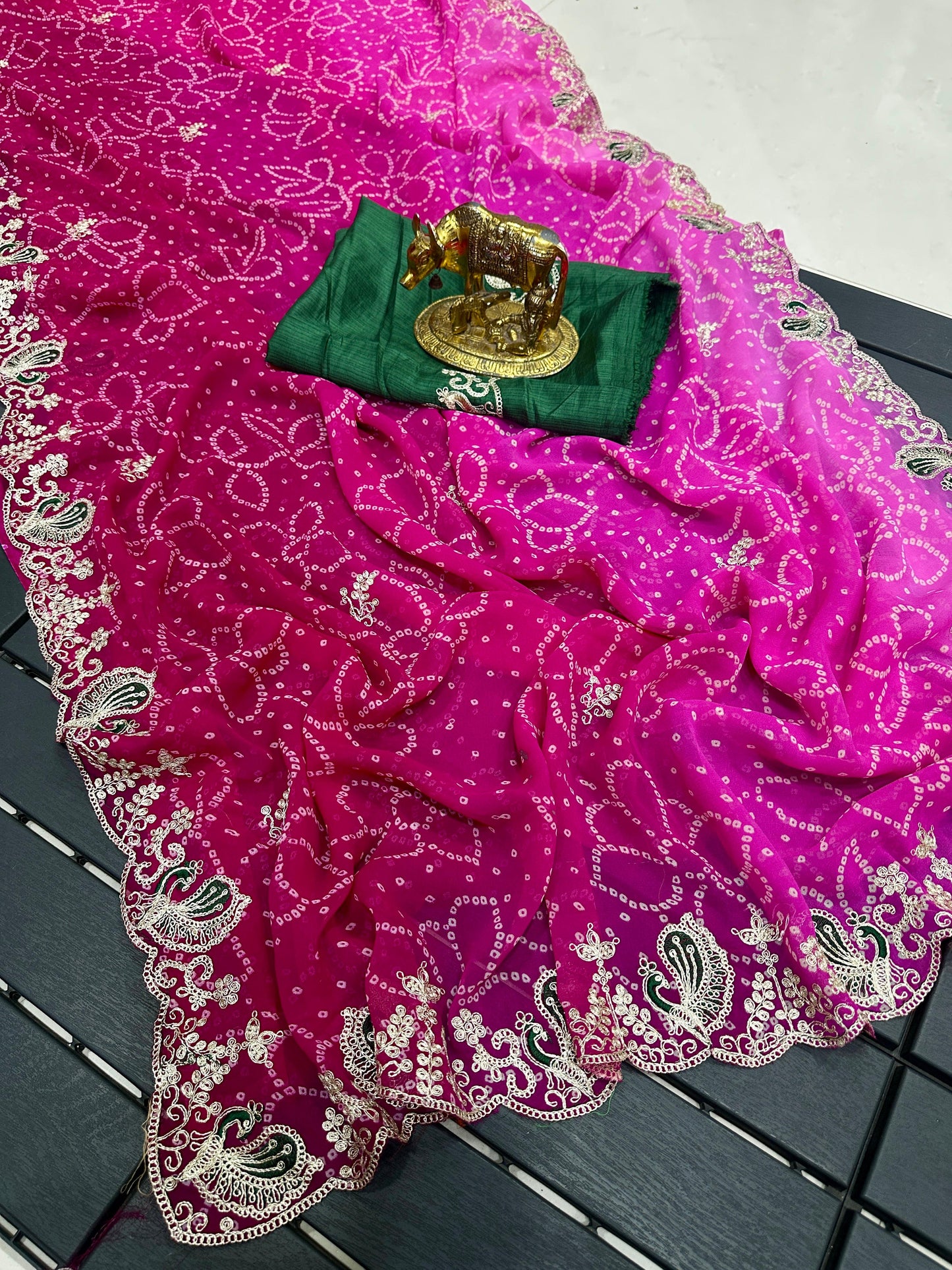 Traditional Jodhpuri Bandhani Pure Georgette Saree