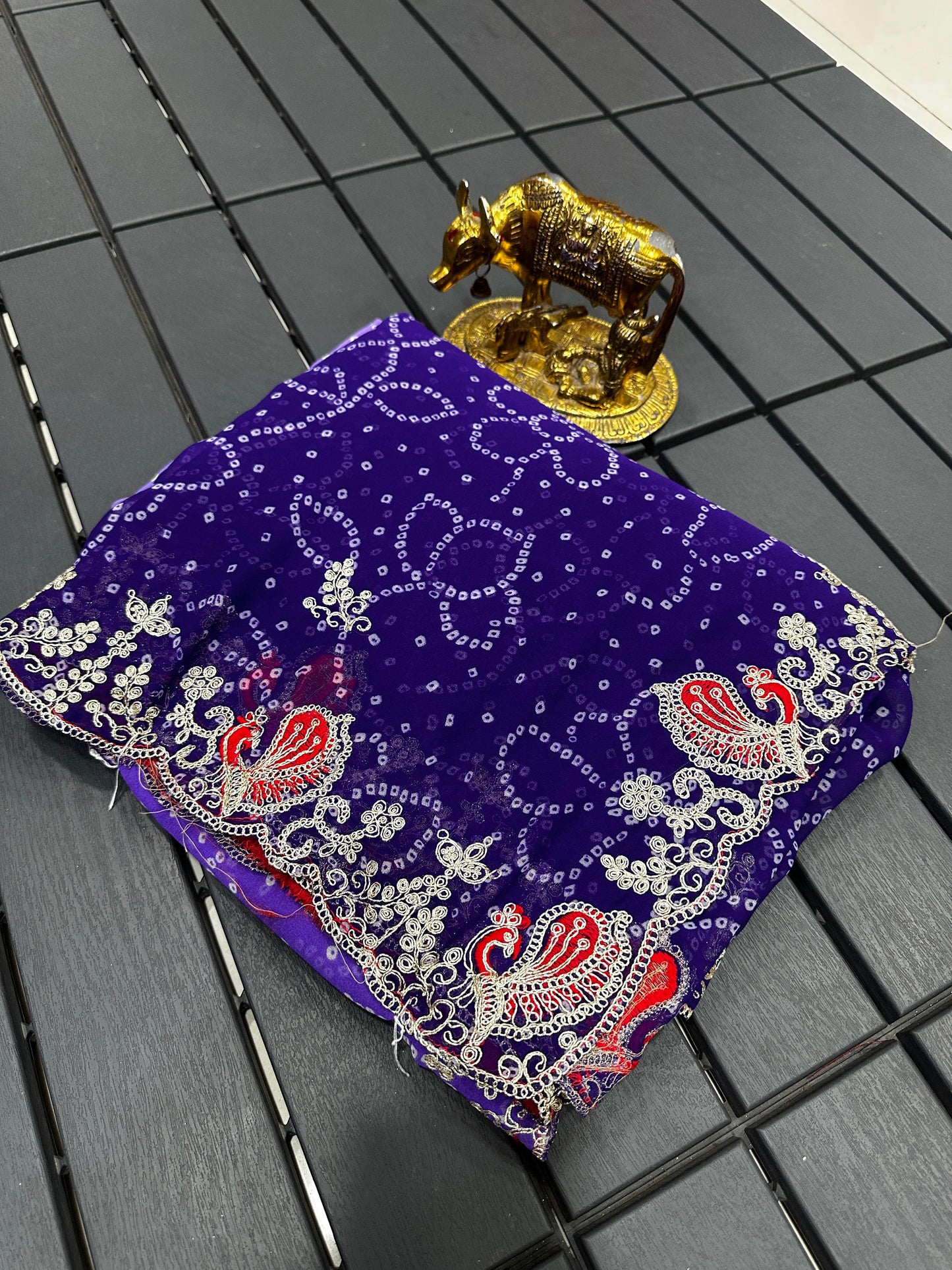 Traditional Jodhpuri Bandhani Pure Georgette Saree