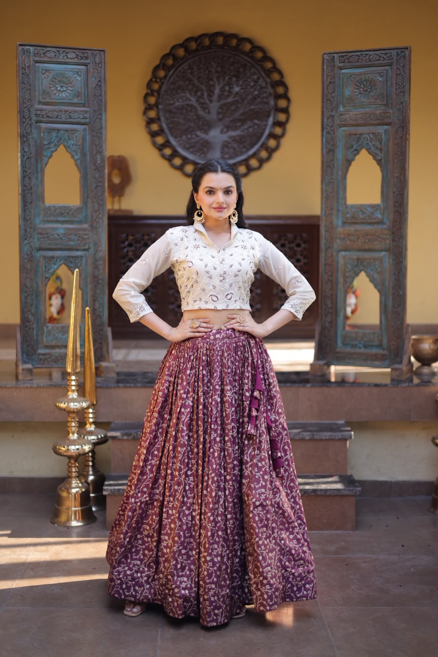 STYLISH COSMOS WEAVING JACQUARD INDO WESTERN OUTFIT
