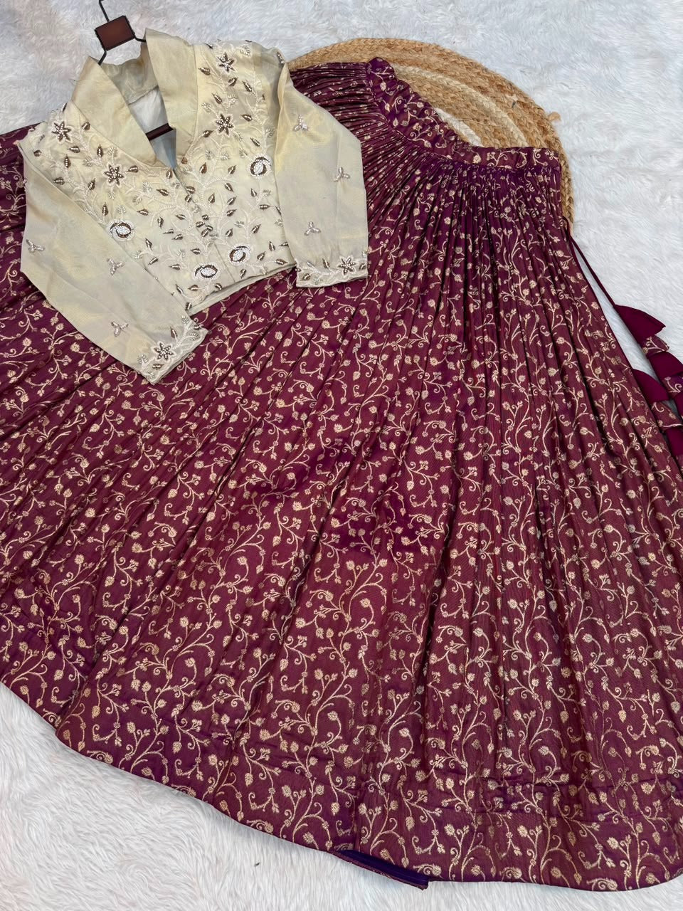 STYLISH COSMOS WEAVING JACQUARD INDO WESTERN OUTFIT