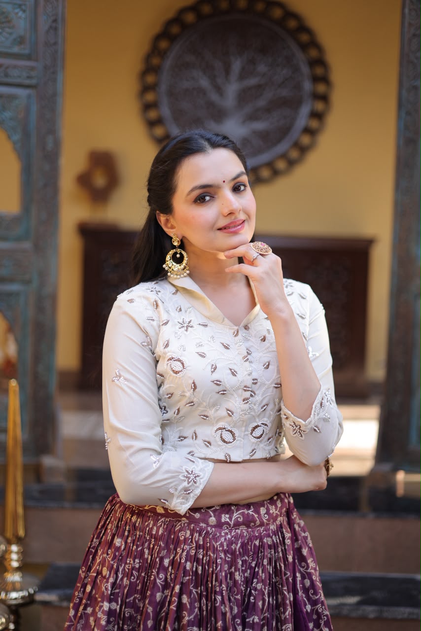 STYLISH COSMOS WEAVING JACQUARD INDO WESTERN OUTFIT