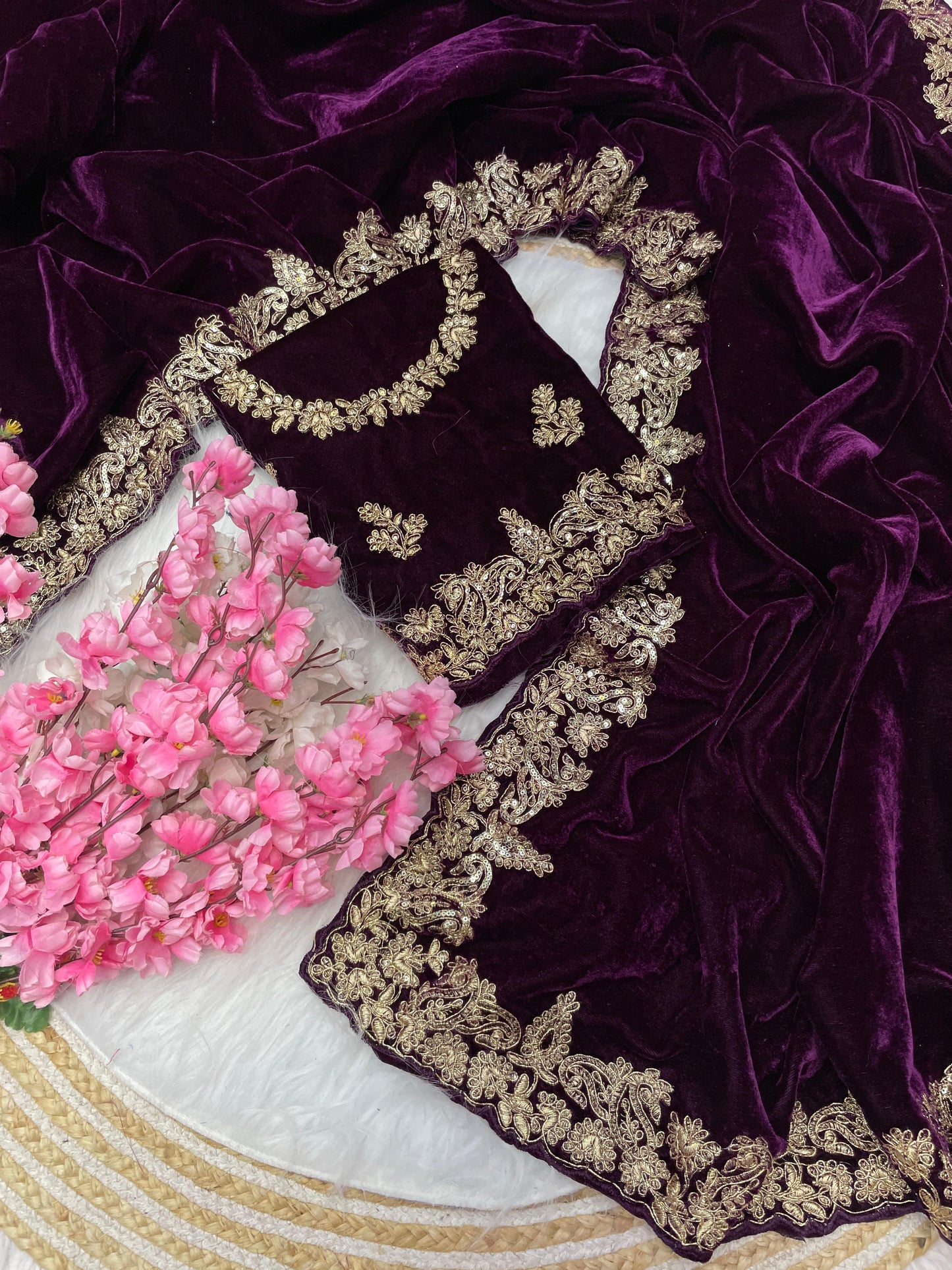Exclusive Pure Velvet Premium Occassion Wear Saree