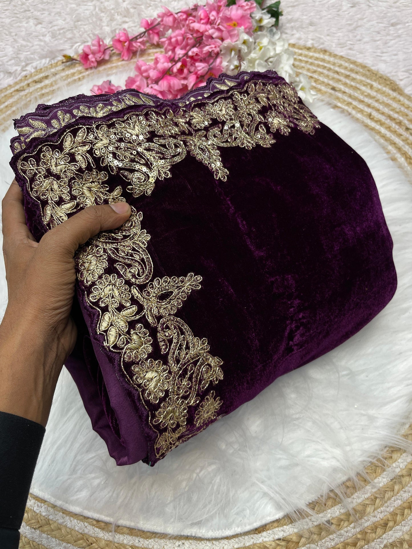 Exclusive Pure Velvet Premium Occassion Wear Saree