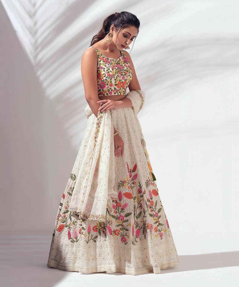 PARTY WEAR GEORGETTE CHINE SEQUENCE WORK LEHANGA