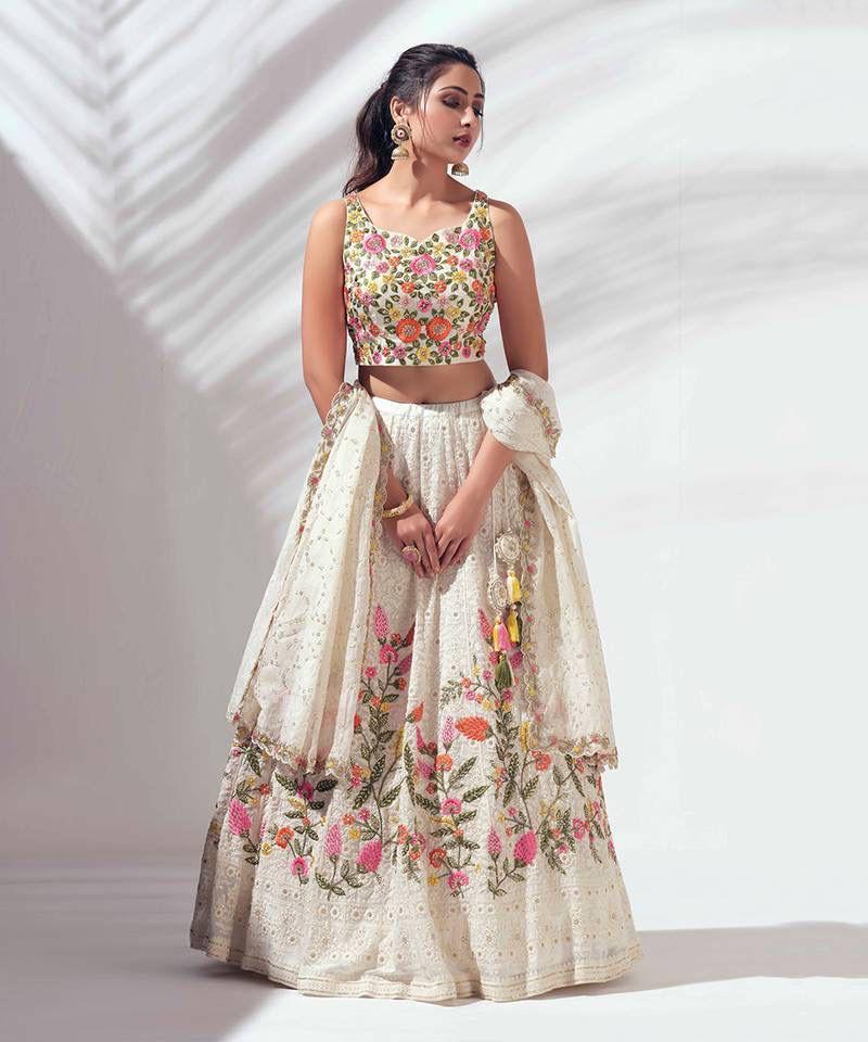 PARTY WEAR GEORGETTE CHINE SEQUENCE WORK LEHANGA