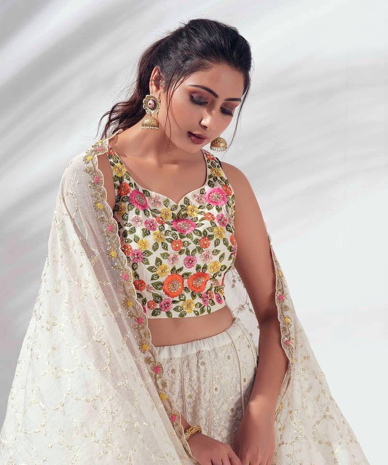 PARTY WEAR GEORGETTE CHINE SEQUENCE WORK LEHANGA