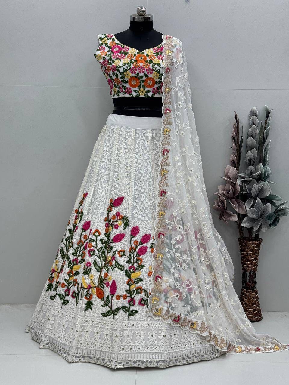 PARTY WEAR GEORGETTE CHINE SEQUENCE WORK LEHANGA