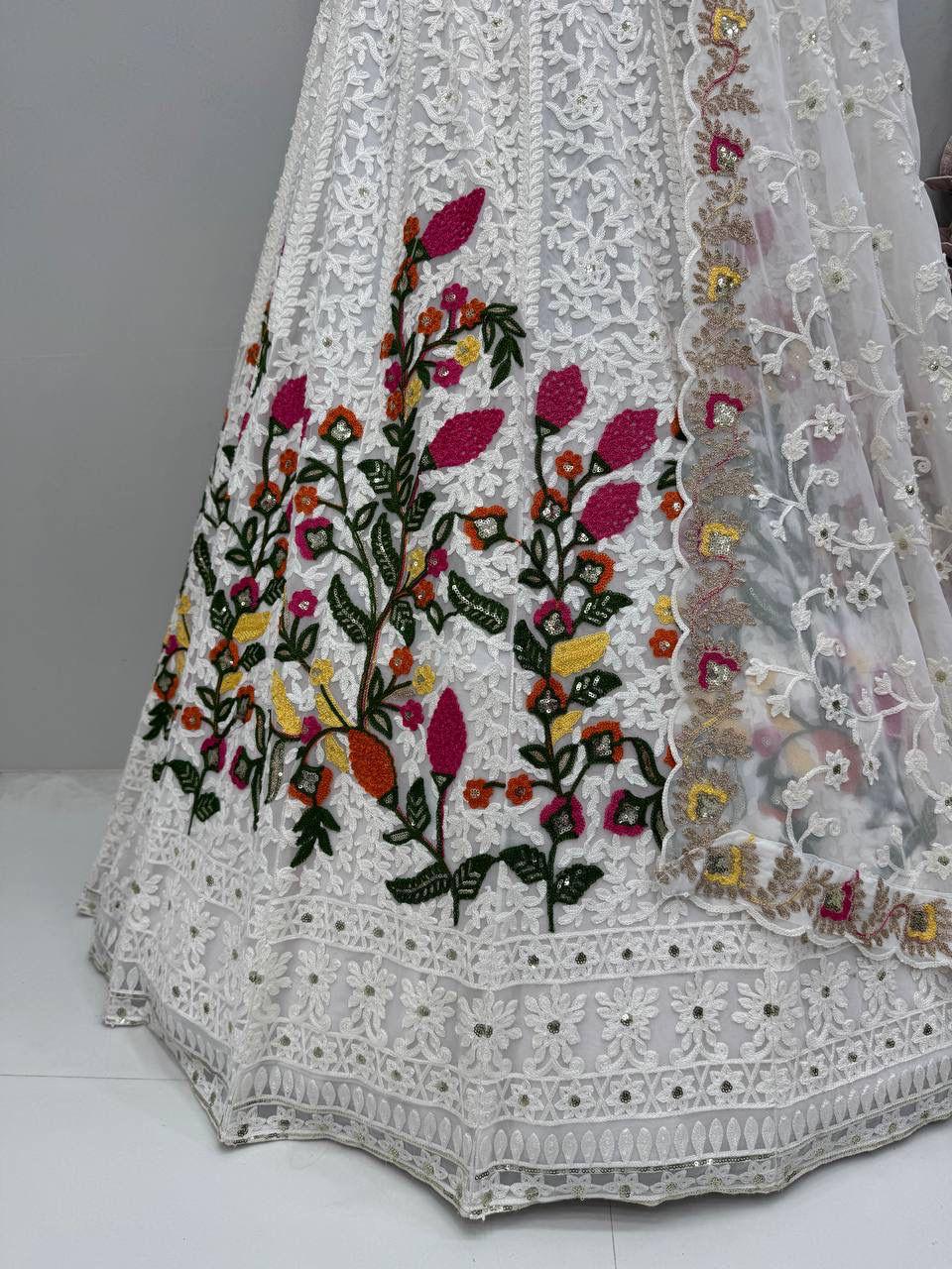 PARTY WEAR GEORGETTE CHINE SEQUENCE WORK LEHANGA