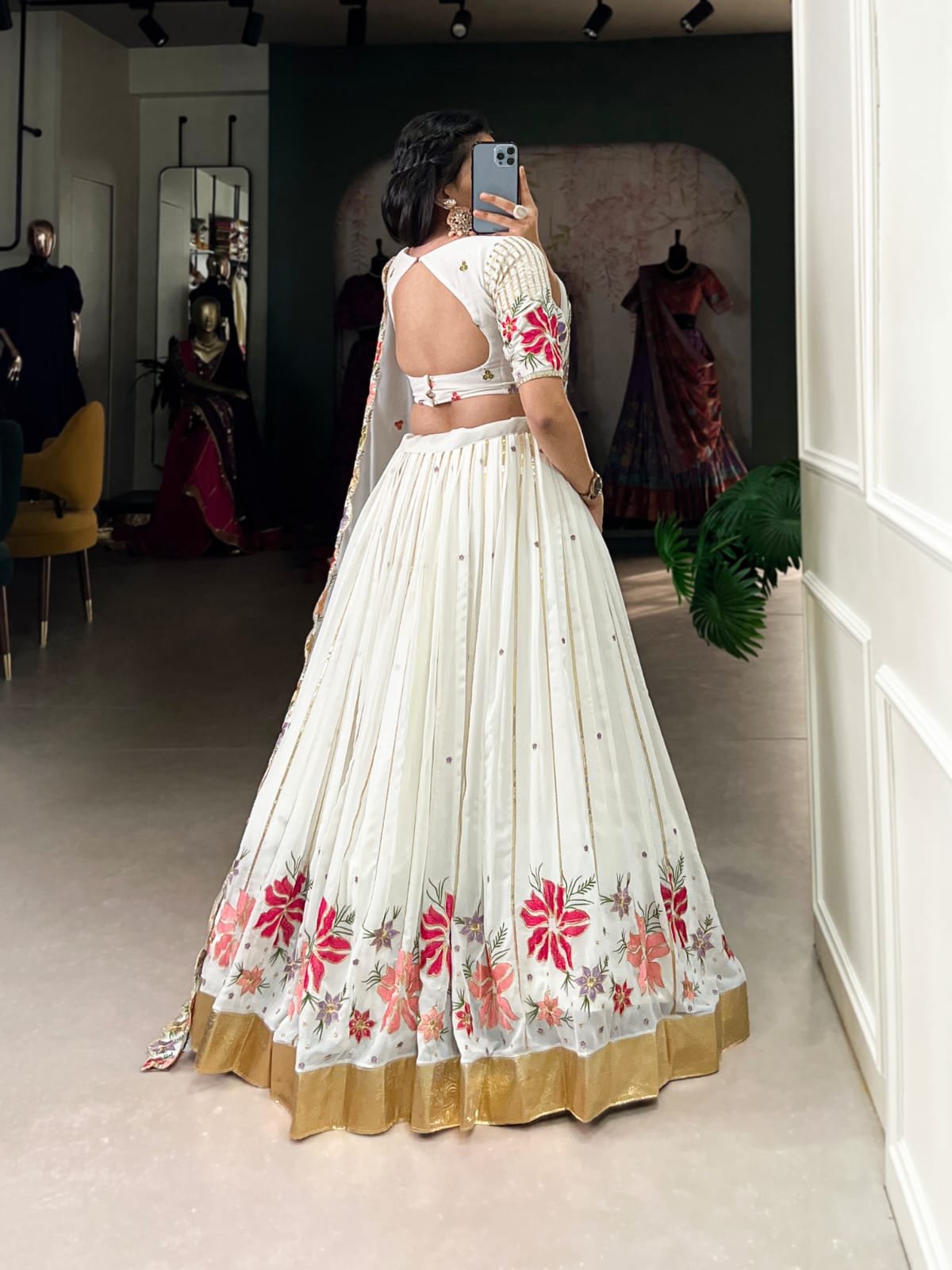 White Sequins Thread Embroidered Fashion Icon Lehanga