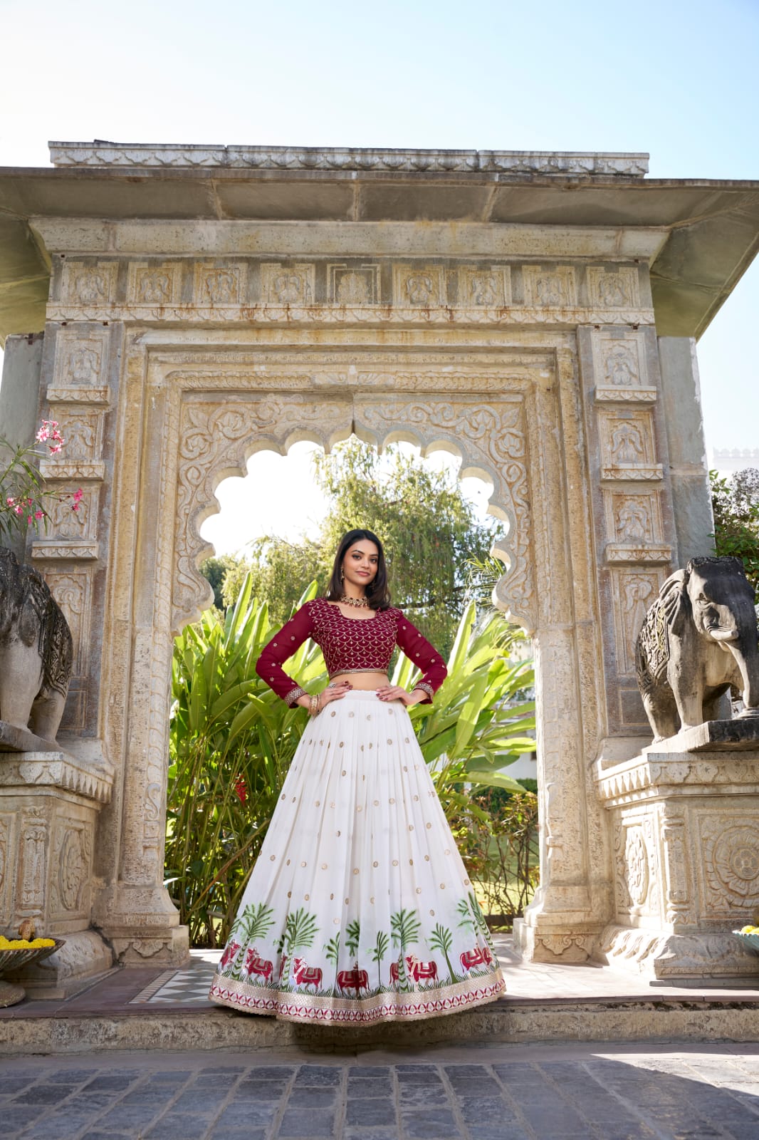 White Sequins Thread Embroidered Fashion Icon Lehanga