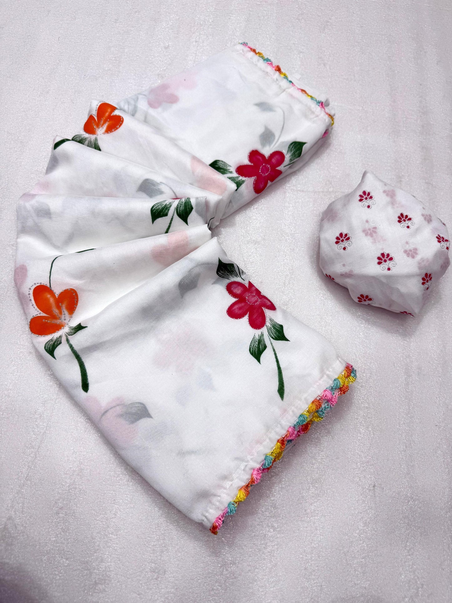 White Floral Print Wonderful Looks Saree