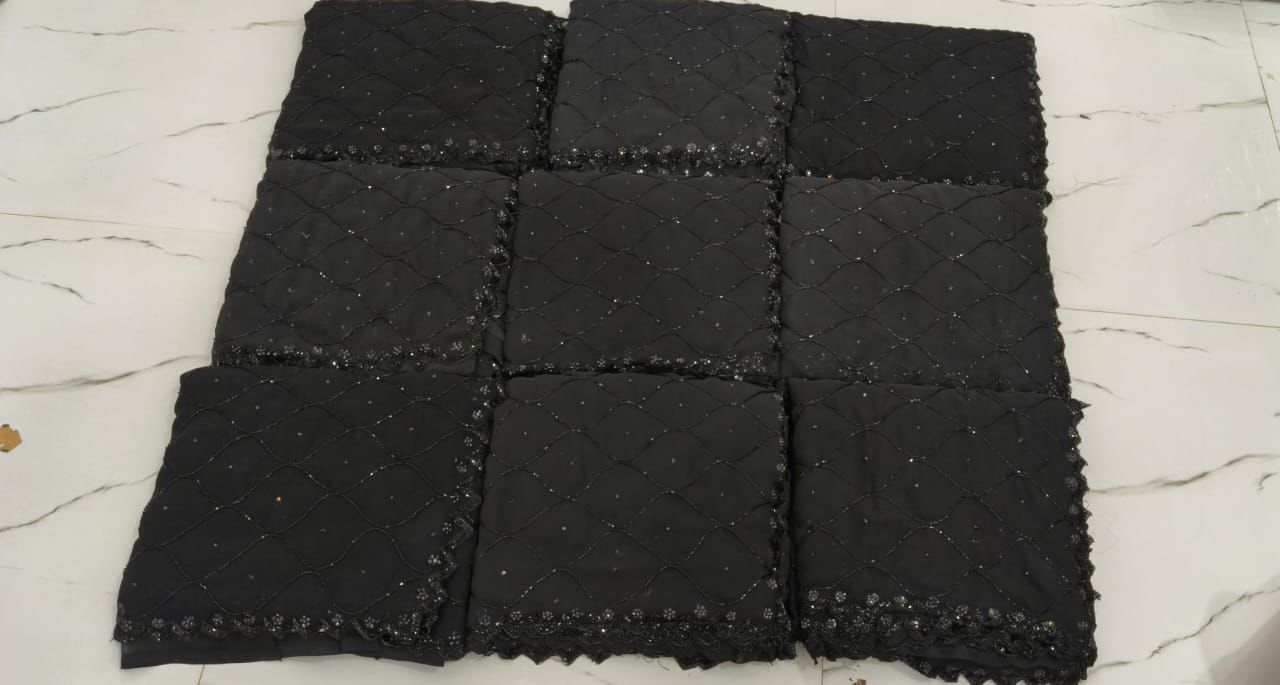 Black Designer Premium HandWork CutWork Saree