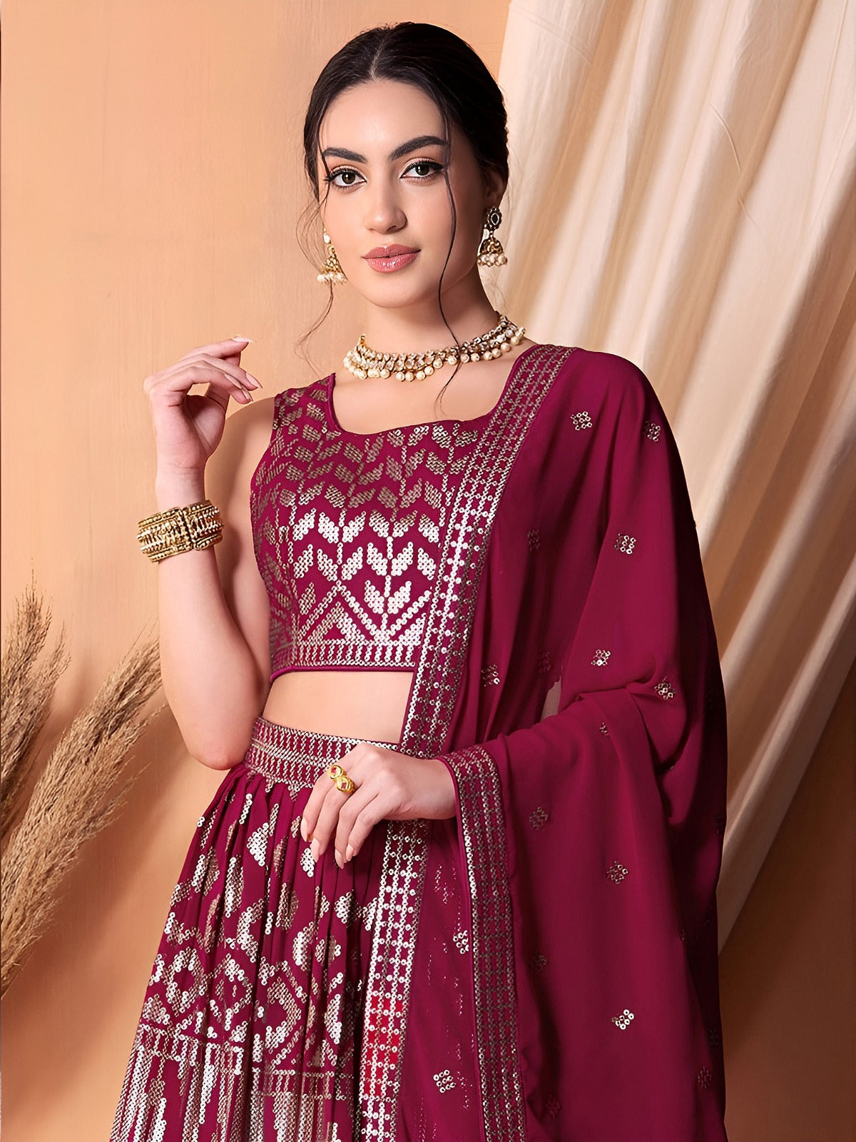 Ruby Goemetric Glam Lehenga