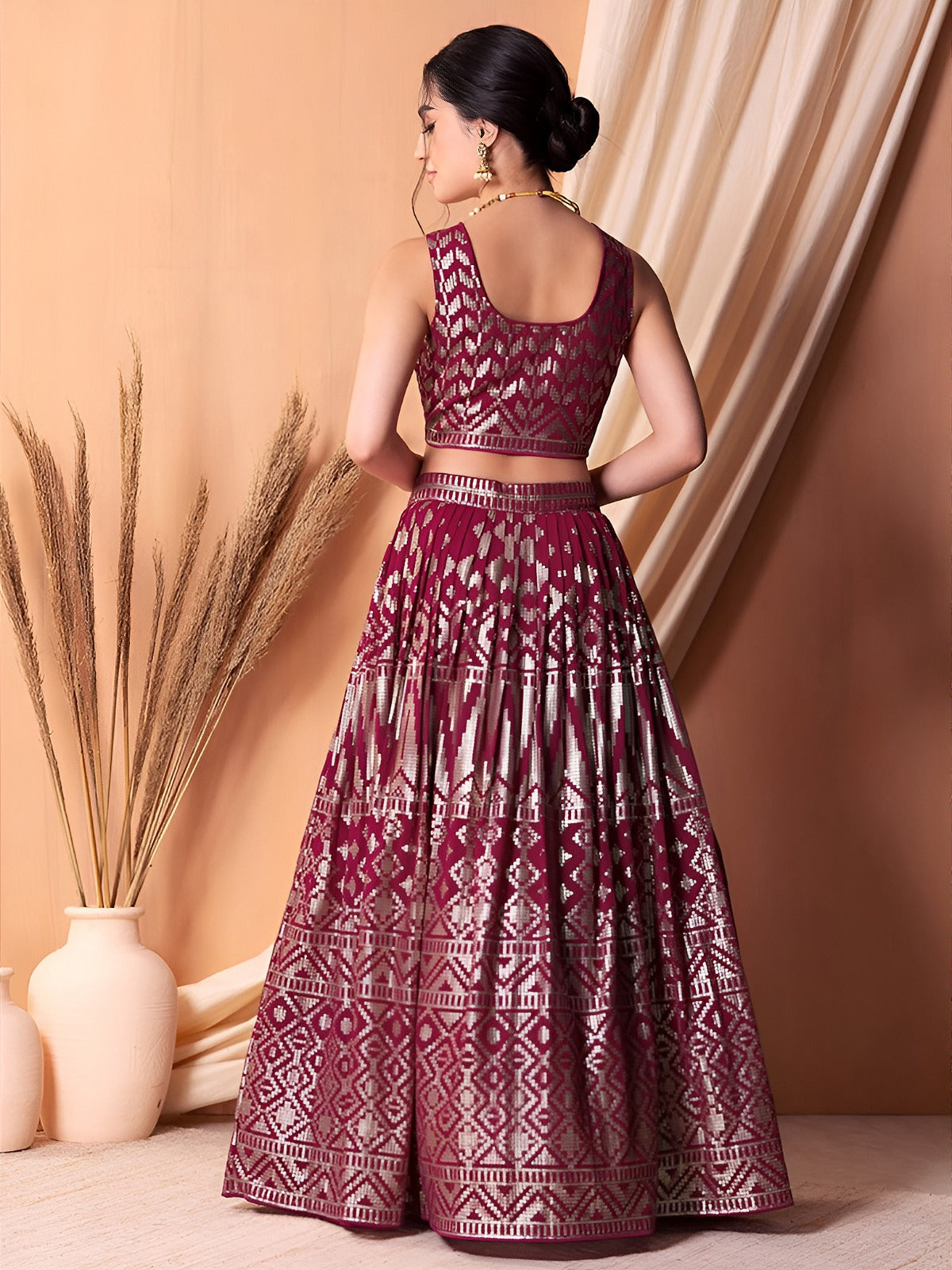 Ruby Goemetric Glam Lehenga