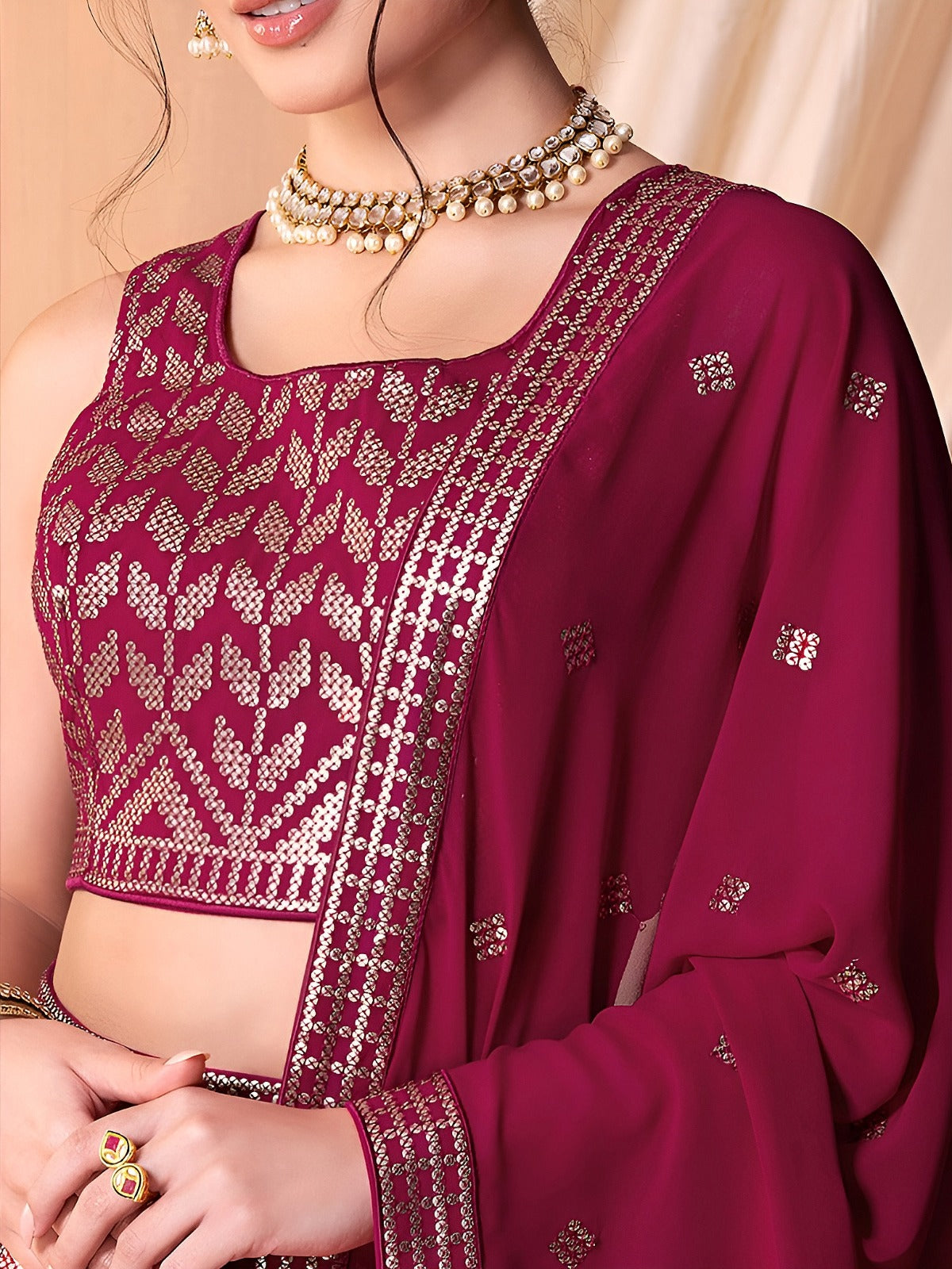Ruby Goemetric Glam Lehenga