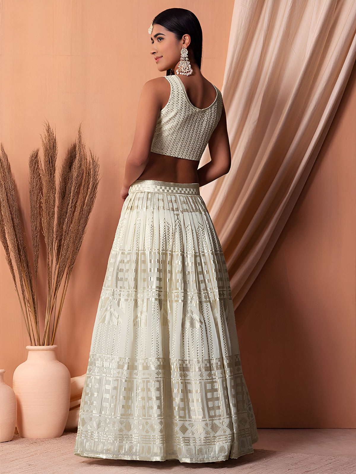 Elegant Ivory Sequin Designer Lehenga Choli