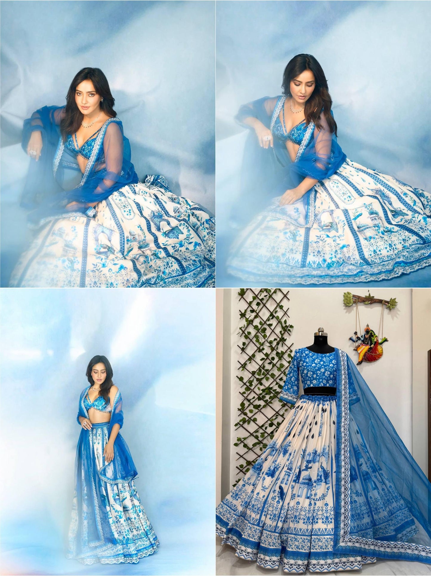 Breezy & Trendy Floral Cool Blue Lehenga
