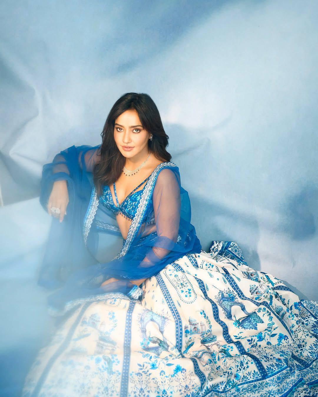 Breezy & Trendy Floral Cool Blue Lehenga
