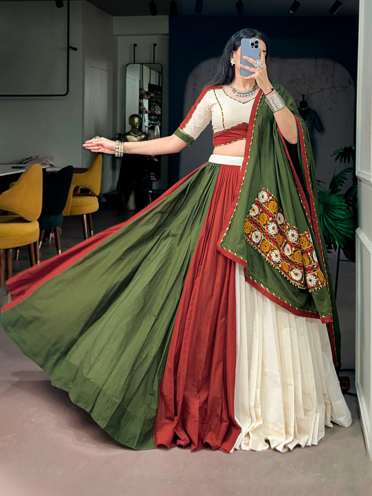 Festive twirls pure cotton lehenga