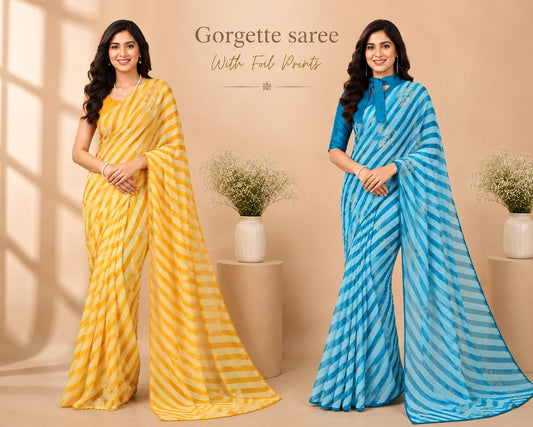 Summer Striped Bright Sarees In Two Unique Colours