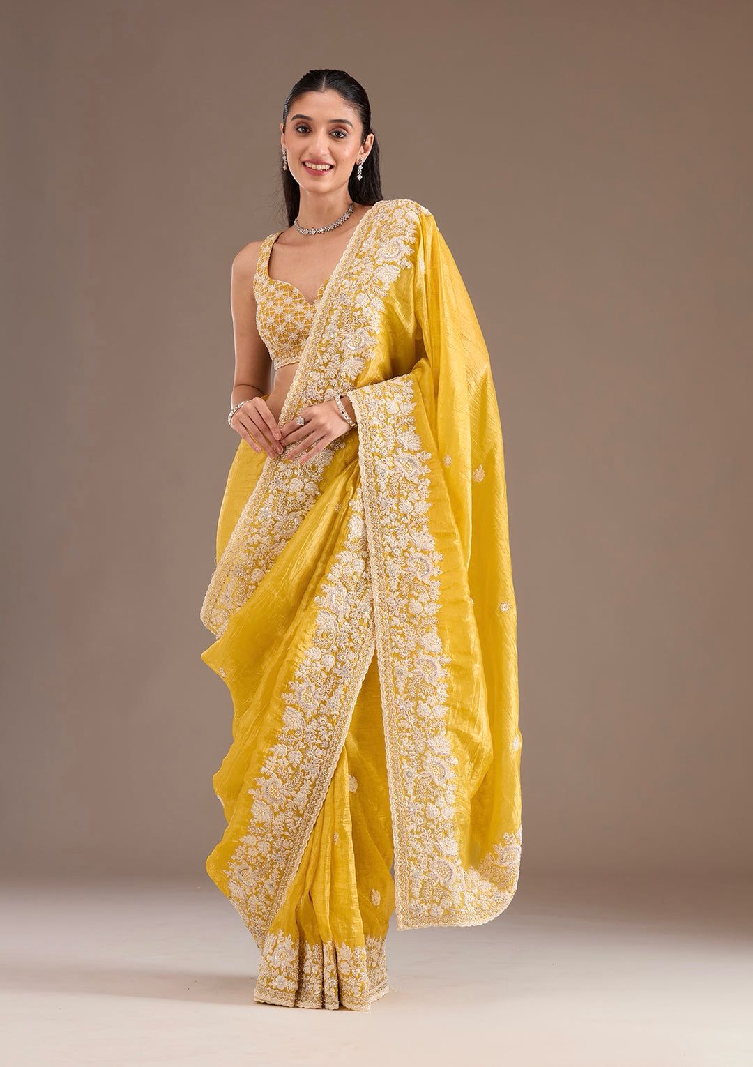 Gold Crush Yellow Premium Saree