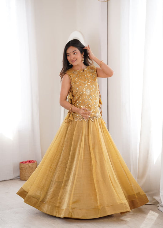 Salsa Crush lehenga paired with an intricately embroidered Koti Jacket