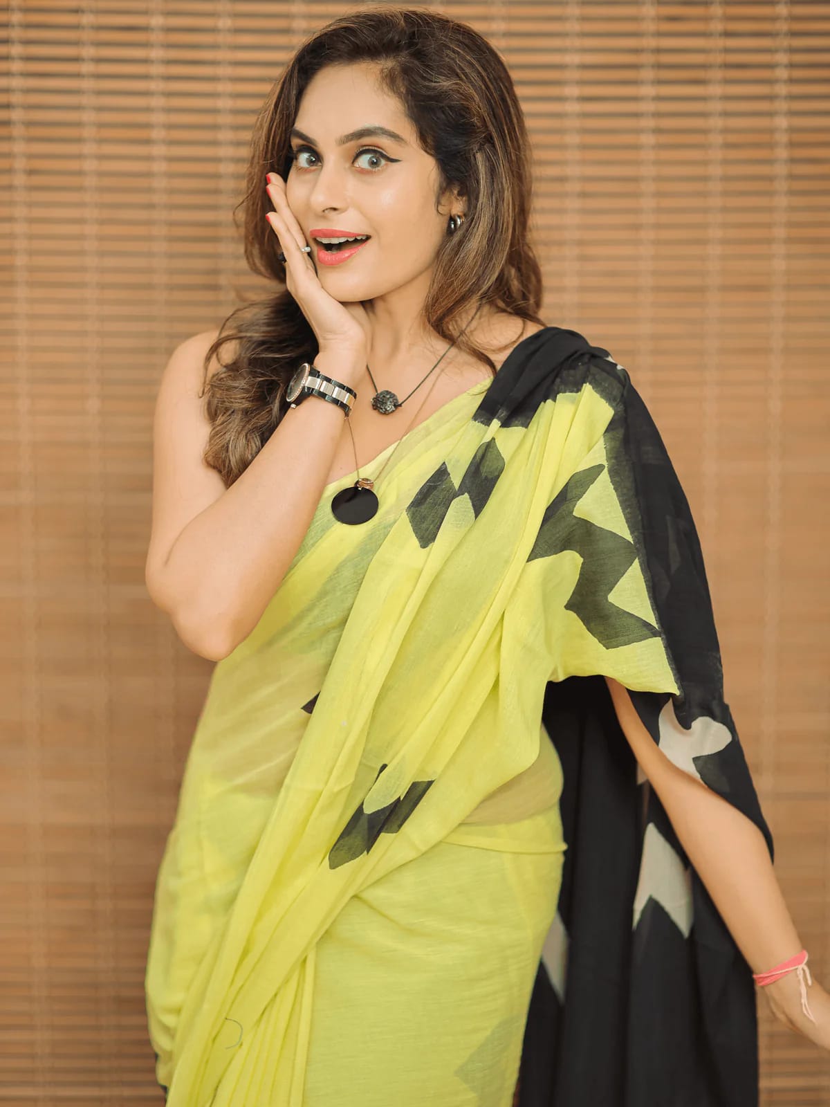 Green Linen Saree