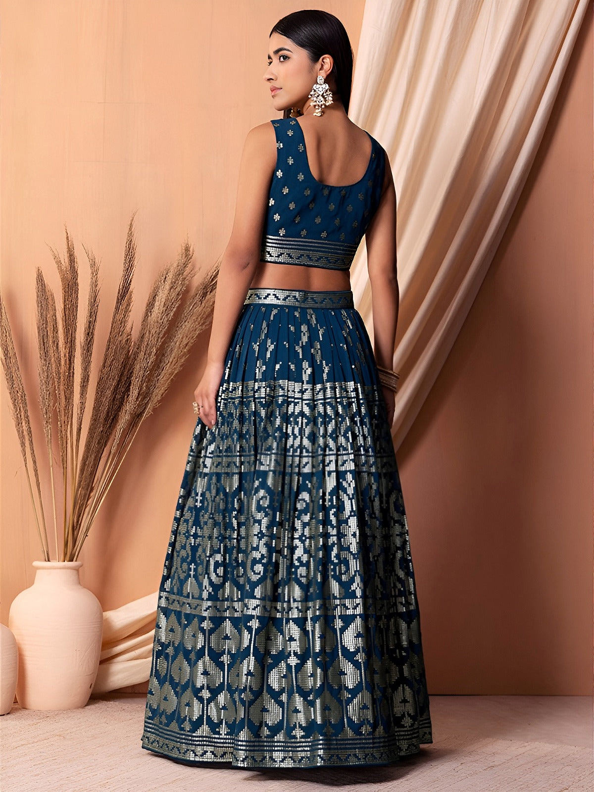 Royal Sapphire Deep Midnight Blue Designer Lehenga
