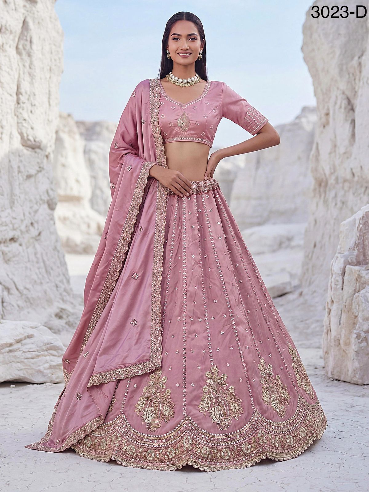Twilight Bloom Intricate Handwork Designed Scalloped Lehenga Choli