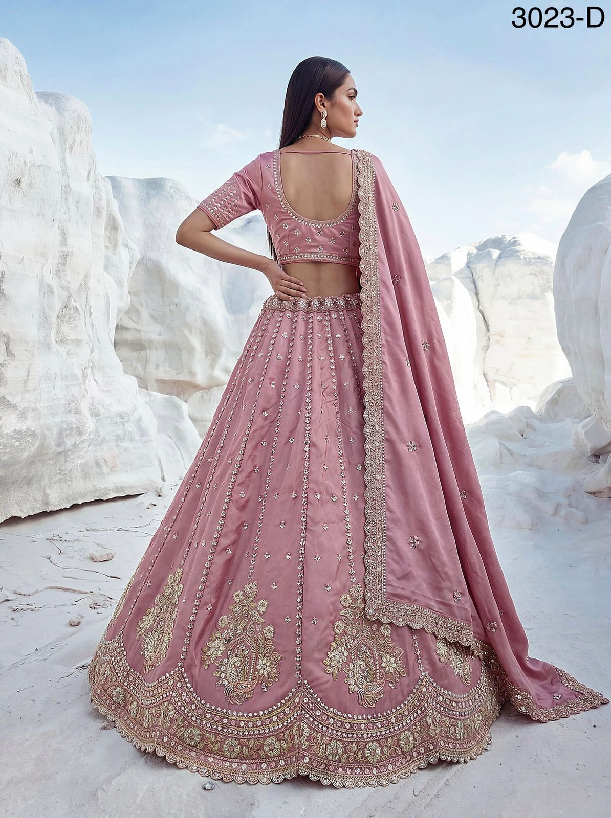 Twilight Bloom Intricate Handwork Designed Scalloped Lehenga Choli