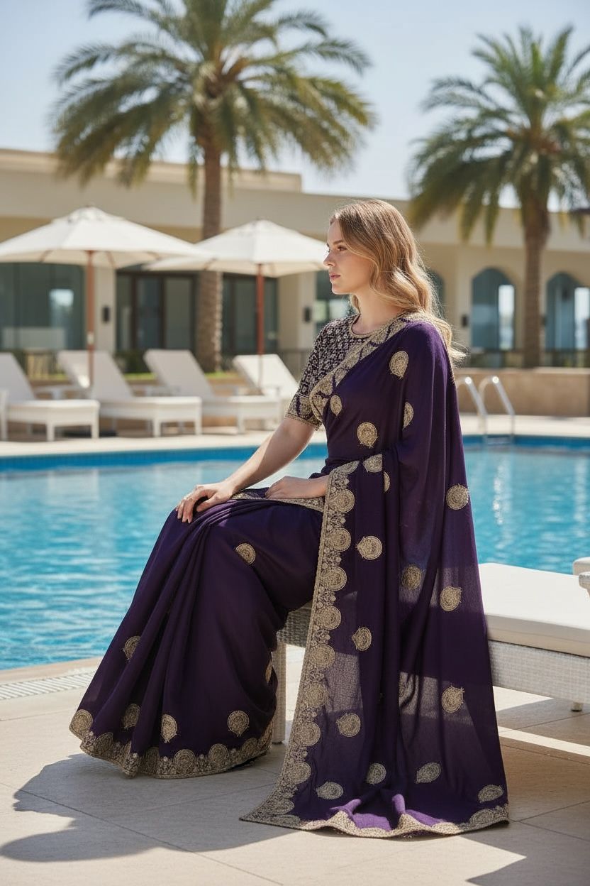 Sheer Elegance Exquisite Heavy Fandy Satin Silk Saree