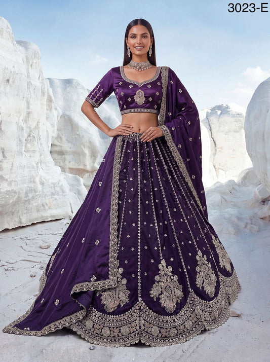 Twilight Bloom Intricate Handwork Designed Scalloped Lehenga Choli