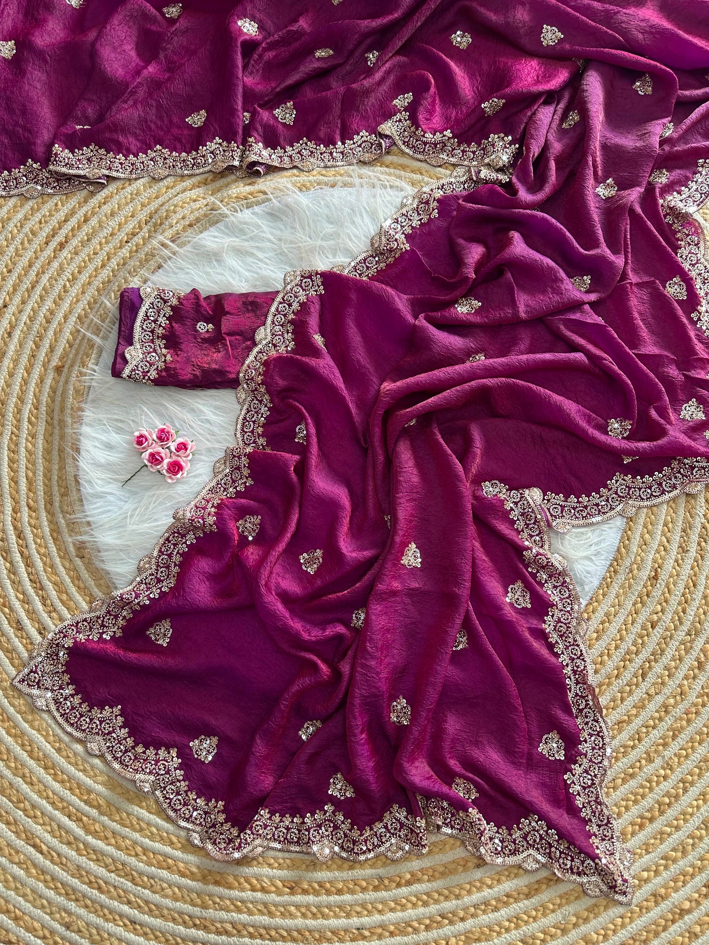 Forest Grace Fandy Silk Shimmer Colorful Sarees
