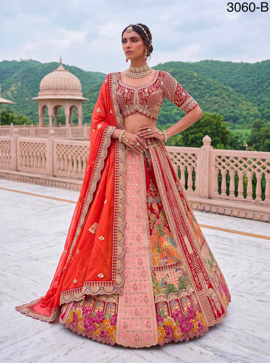 Royal Heritage Pichwai Lehenga in Orange Hues