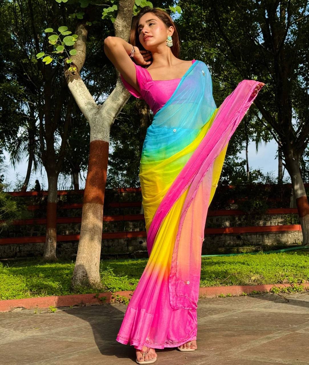 SUMMER FUN HANDWORK KHATALI WORK SAREE